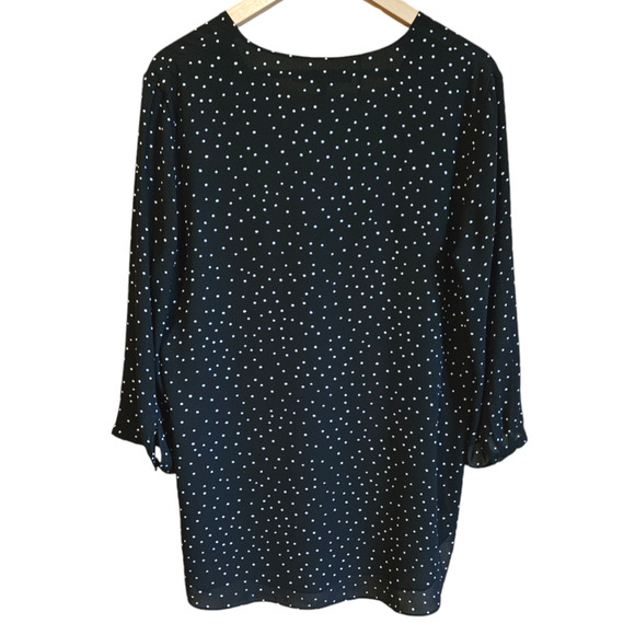 WHBM Black House White Market Polka Dot VNeck Blouse Black Women's Size 12 - Picture 8 of 9